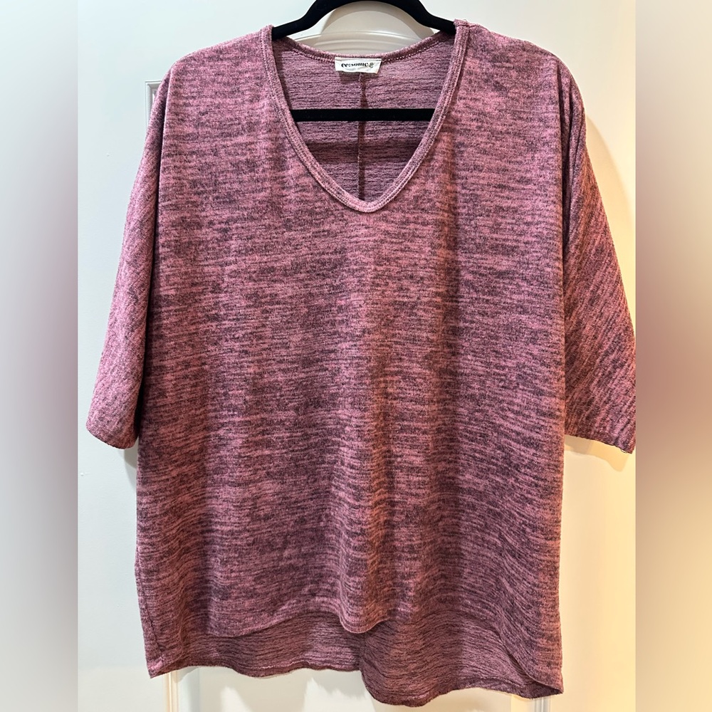 Eesome Heathered Mauve Short Sleeve Top